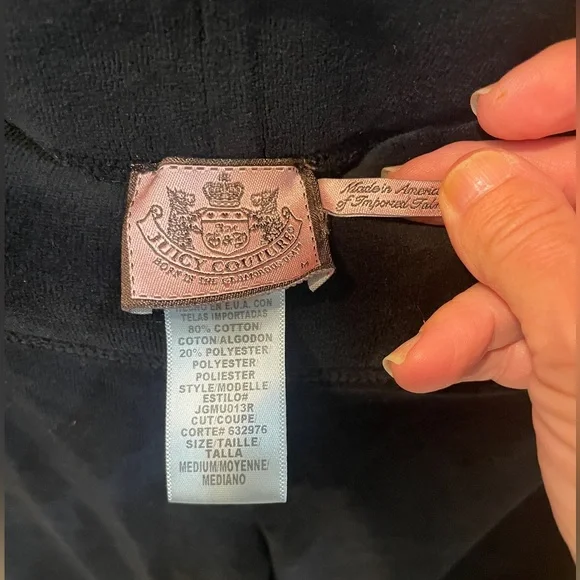 Vintage Juicy Couture Black Velour Track Suit - Hoodie and Pants - Picture 5 of 7